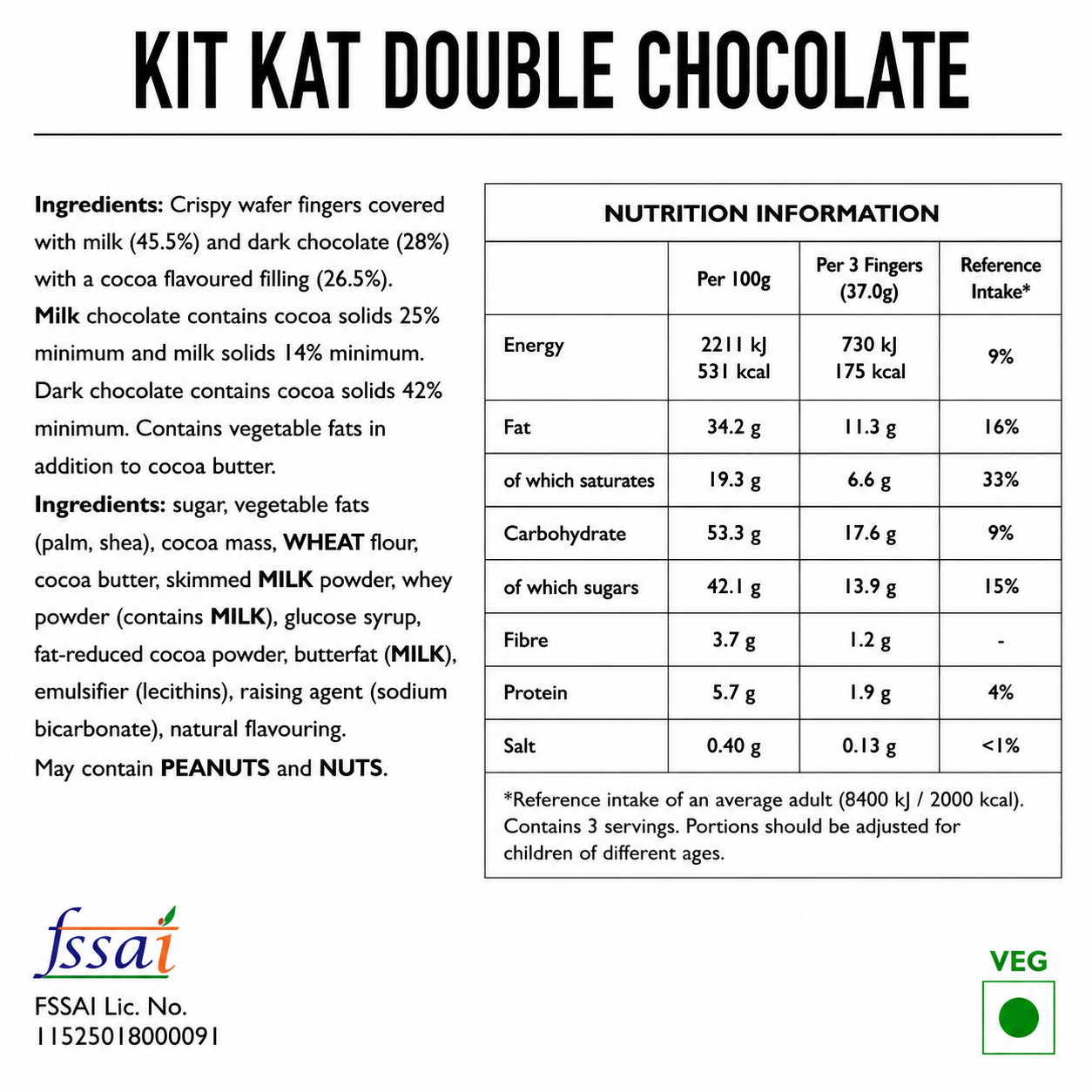 Kit Kat Double Chocolate 99gm Imported From Europe - Nosh Products