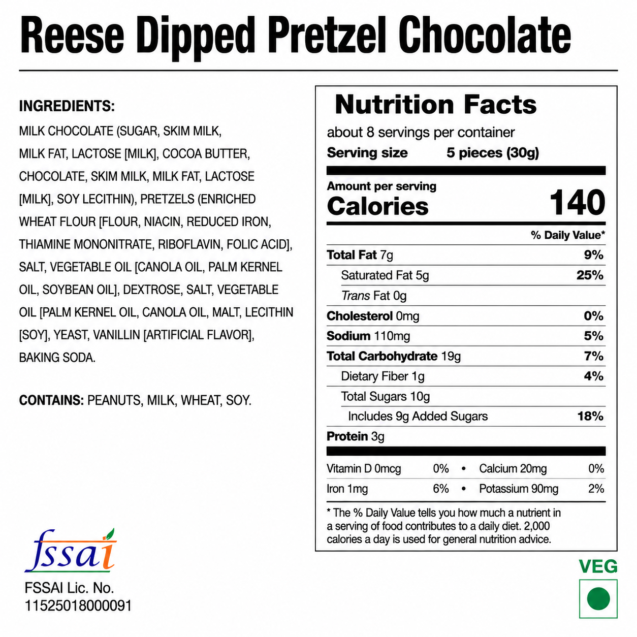 Reese Dipped Pretzel Chocolate 240gm  Imported From USA