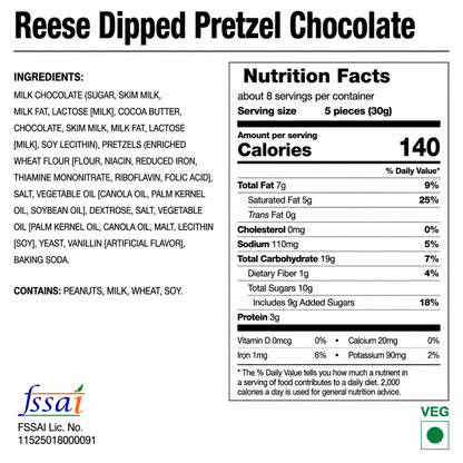 Reese Dipped Pretzel Chocolate 240gm  Imported From USA
