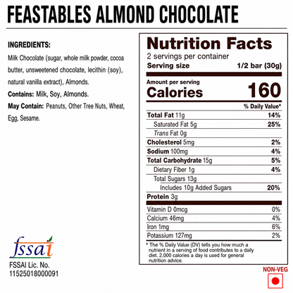 Feastables Almond Chocolate 60gm Imported From USA - Nosh Products