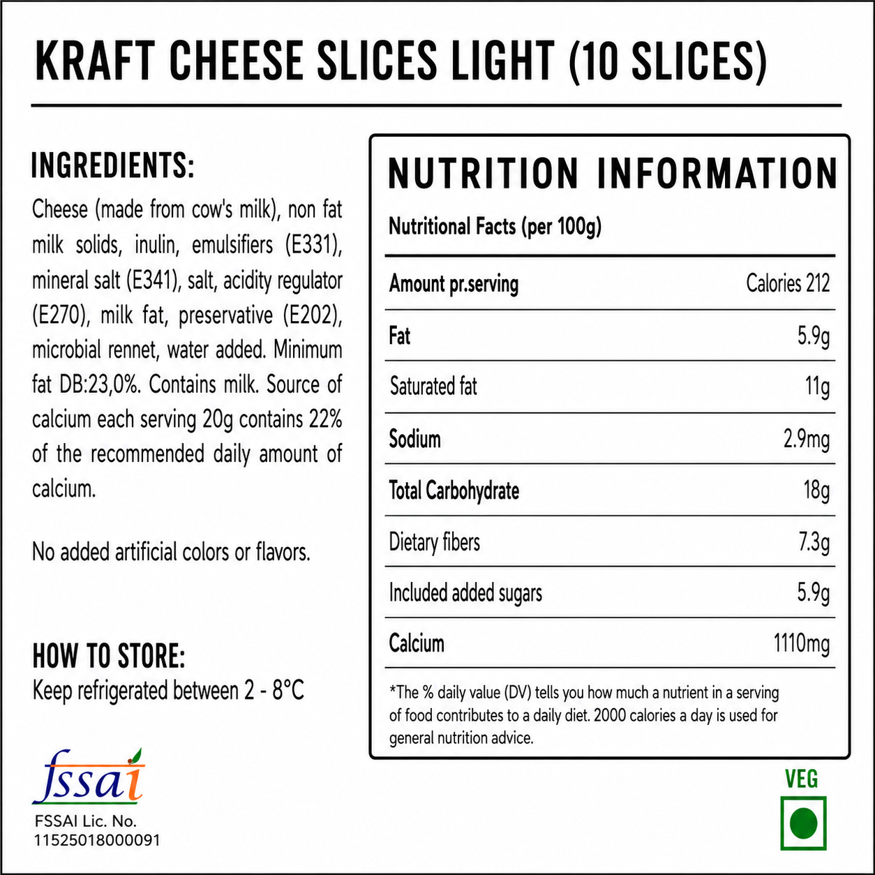 Kraft Cheese Slices Lite (10 Slices) Imported From UK