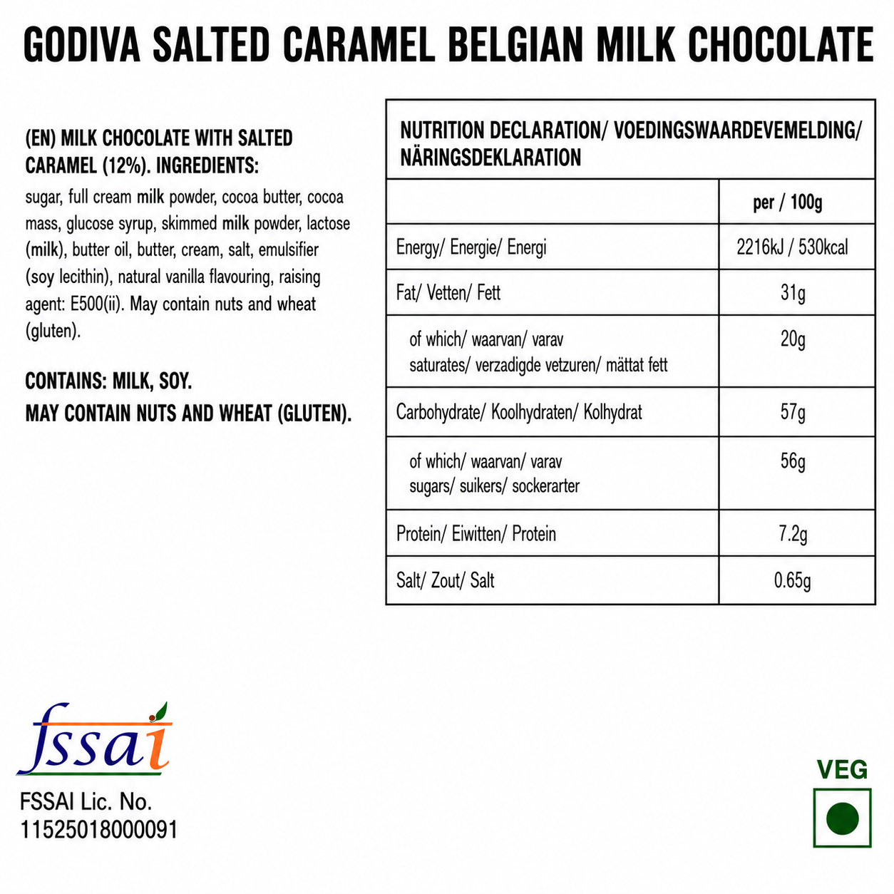 Godiva Salted Caramel Chocolate 90gm Imported From Switzerland - Nosh Products