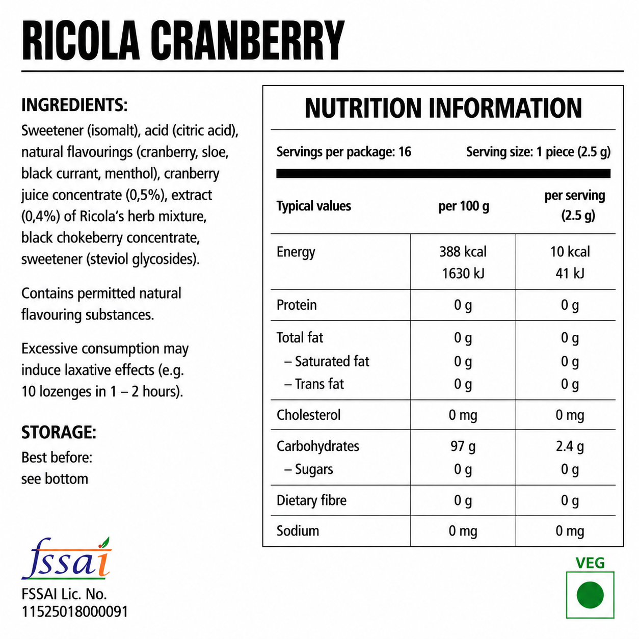 Ricola Cranberry Mints 45gm Imported From UK - Nosh Products