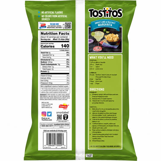 Tostitos Hint Of Lime Nachos 368gm Imported From USA - Nosh Products