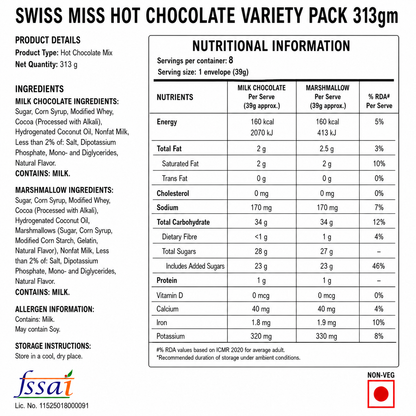 Swiss Miss Hot Chocolate Variety Pack 313gm Imported From USA - Nosh Products
