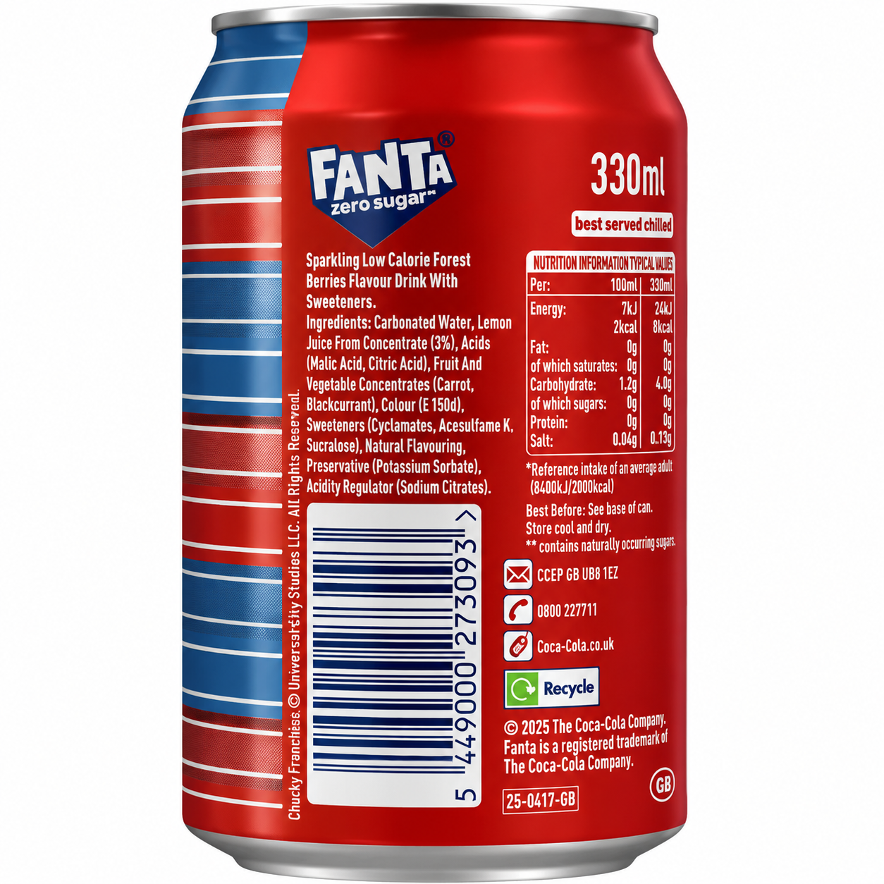 Fanta Forest Berries Soda Zero Sugar 330ml Imported From UK