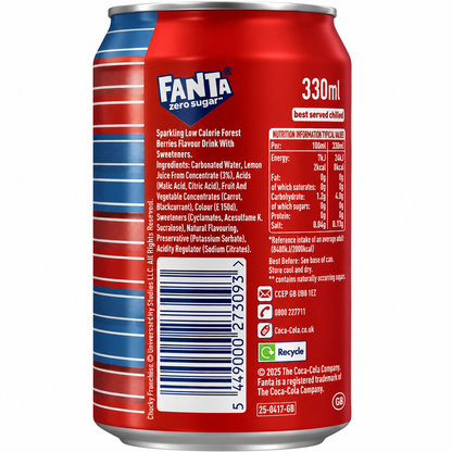 Fanta Forest Berries Soda Zero Sugar 330ml Imported From UK