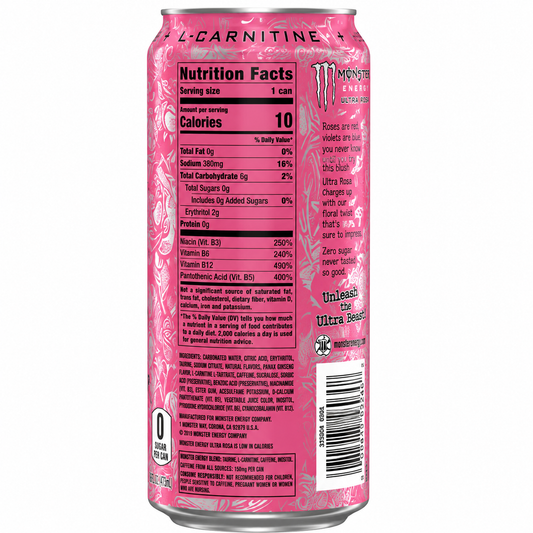 Monster Energy Drink Ultra Rosa Zero Sugar 500ml (Pack Of 4) Imported From UK - Nosh Products