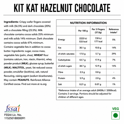 Kit Kat Hazelnut Chocolate 99gm Imported From Europe - Nosh Products