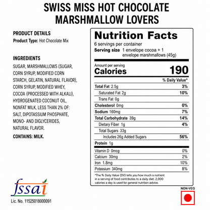 Swiss Miss Hot Chocolate Marshmallow Lovers 272gm Imported From USA - Nosh Products