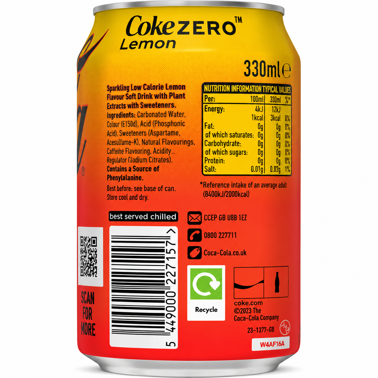 Coke Lemon Zero Sugar 330ml  Imported From UK