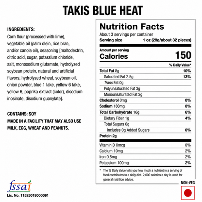 Takis Blue Heat 92gm Imported From Mexico - Nosh Products