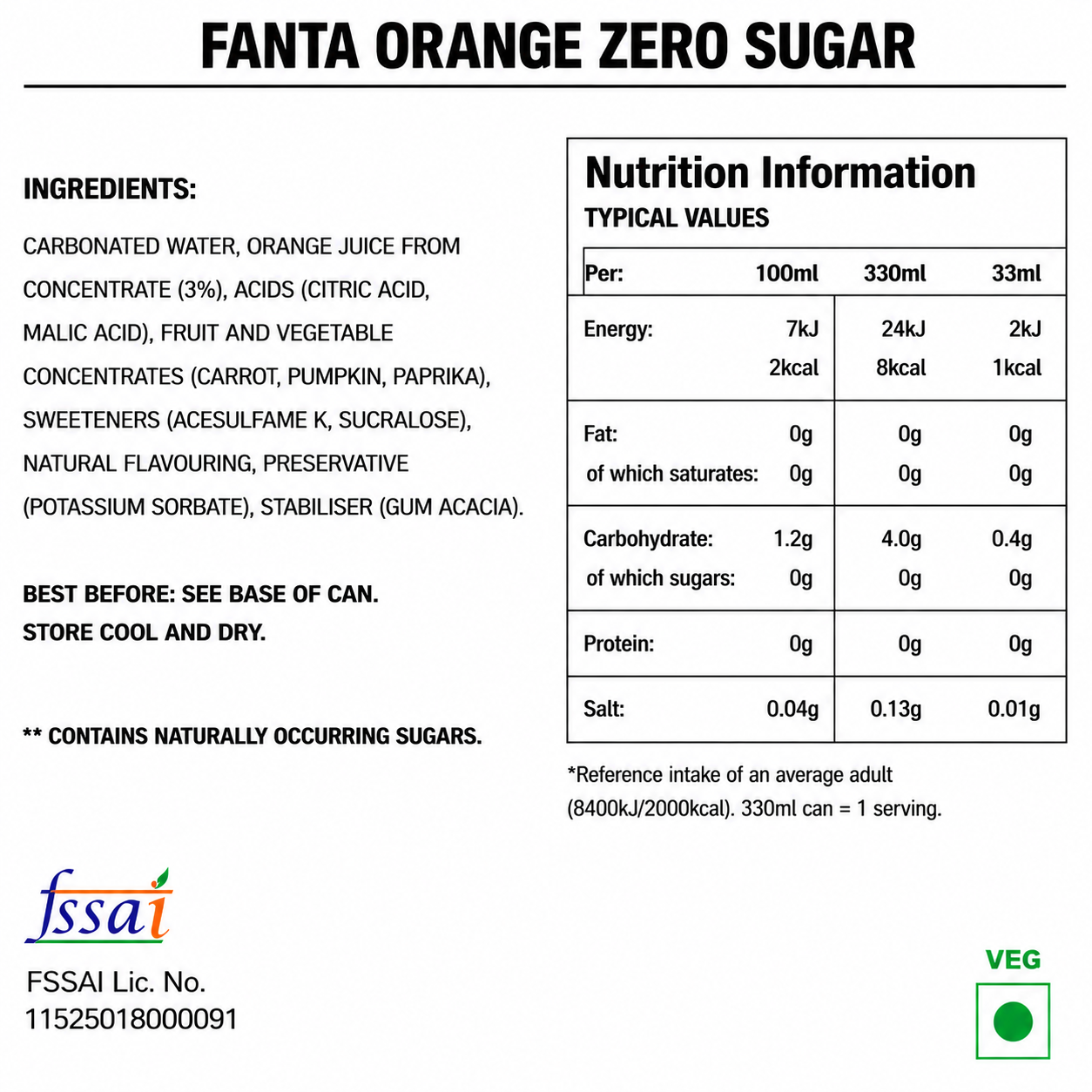 Fanta Orange Zero Sugar 330ml Imported From UK - Nosh Products