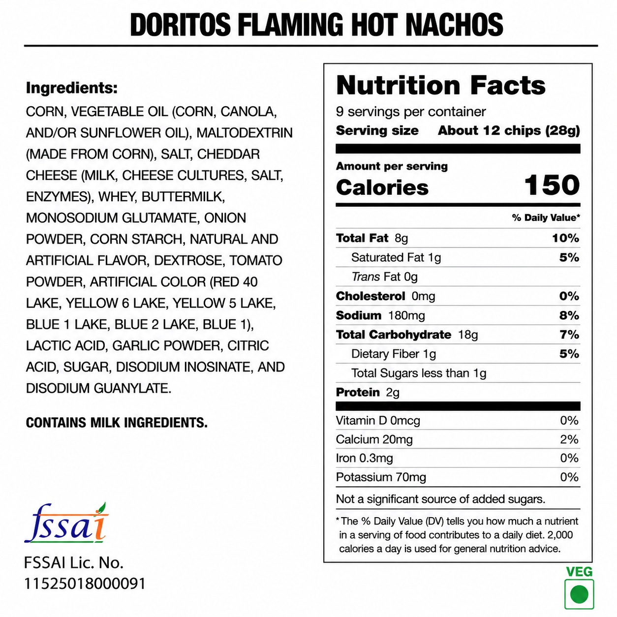 Doritos Flaming Hot Nachos 311gm Imported From USA - Nosh Products