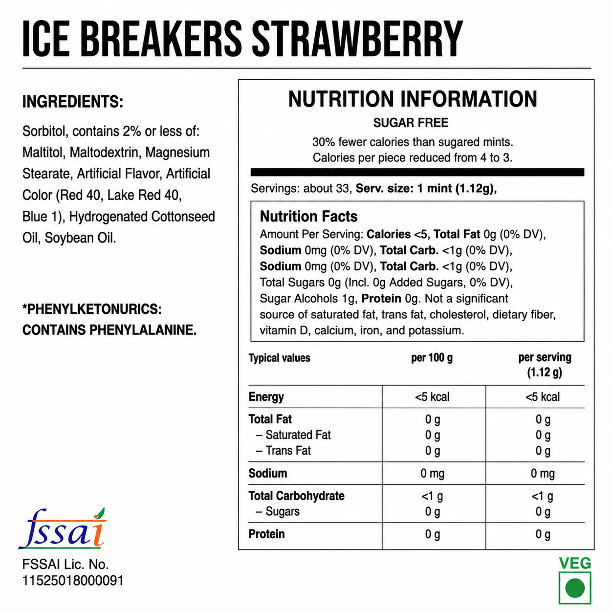 Icebreakers Mints Strawberry Mint 42gm Imported From USA - Nosh Products