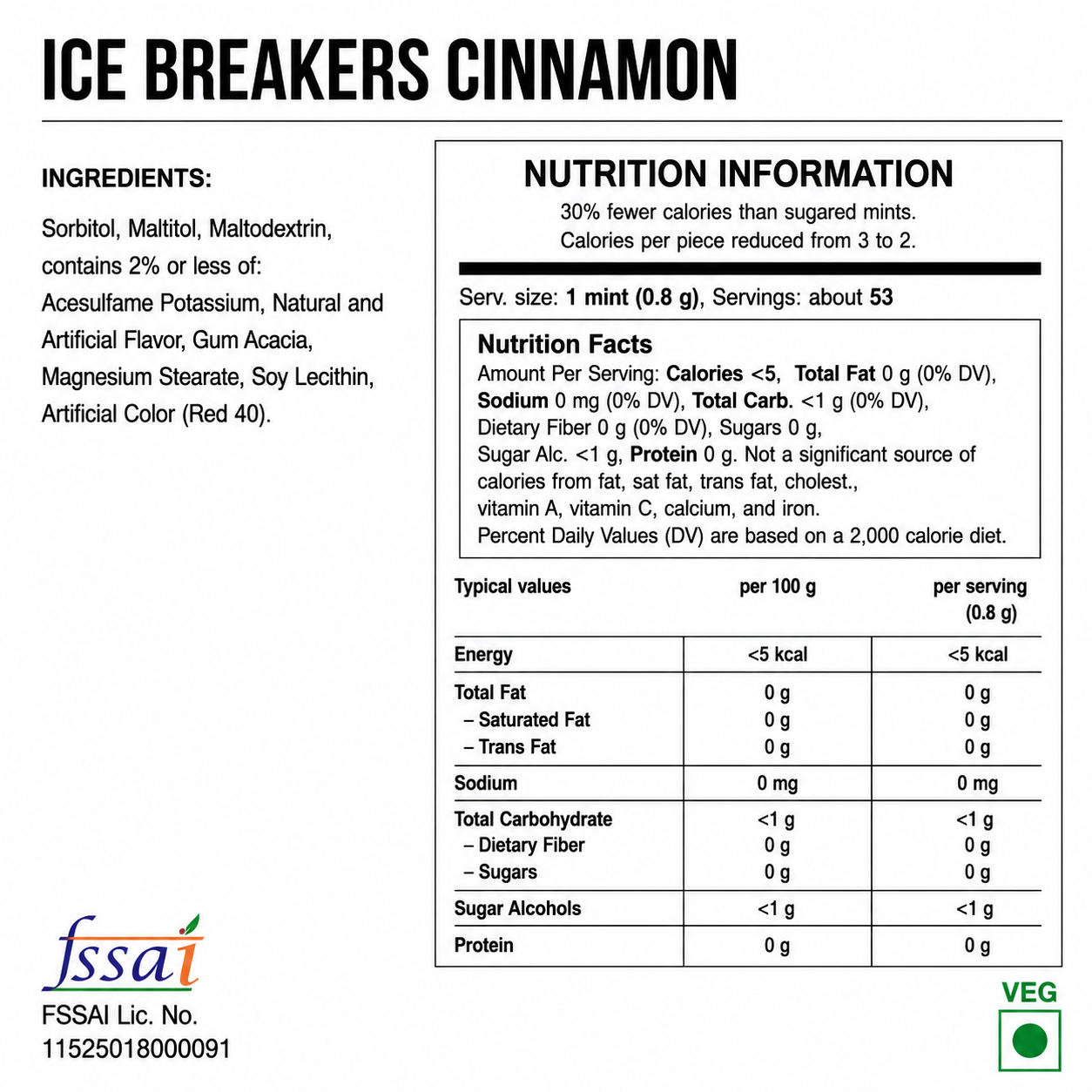 Icebreakers Mints Cinnamon 42gm Imported From USA - Nosh Products