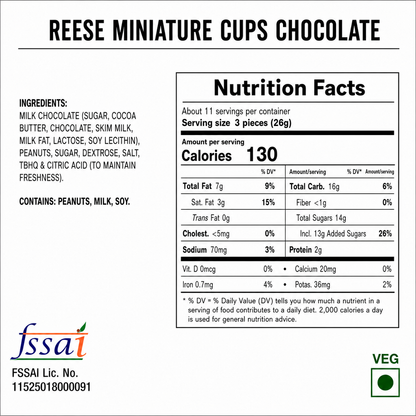 Reese Miniature Cups Chocolate 297gm Imported From USA - Nosh Products