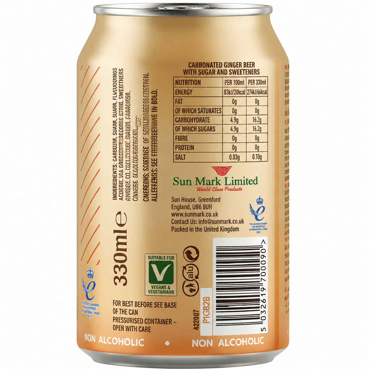 Royalty Ginger Beer Non Alcoholic 330ml Imported From UK - Nosh Products