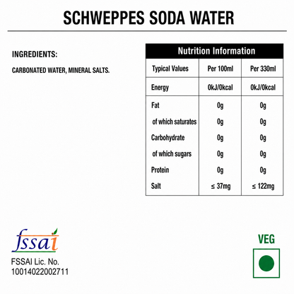Schweppes Soda Water 330ml Global Import - Nosh Products