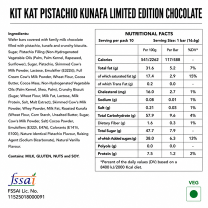 Kit Kat Pistachio Kunafa Limited Edition Chocolate 166gm Imported From UAE