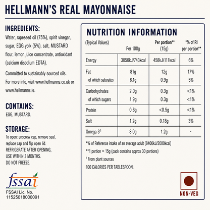 Hellmann's Real Mayonnaise 430ml Imported From UK - Nosh Products