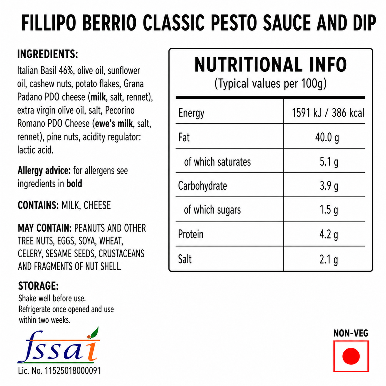Fillipo Berrio Classic Pesto Sauce And Dip 190gm Imported From Italy - Nosh Products