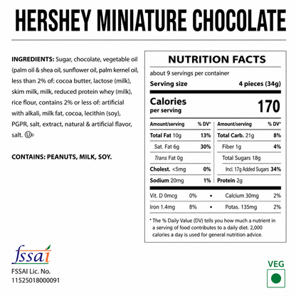 Hershey Miniature Chocolate 294gm Imported From USA