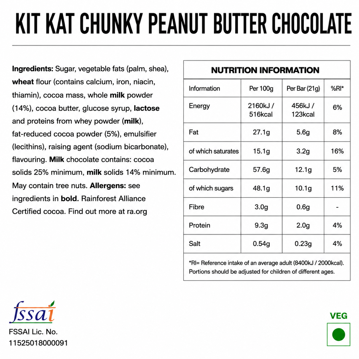 Kit Kat Chunky Peanut Butter Chocolate Pack Of 6 Imported From Europe