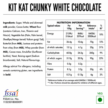 Kit Kat Chunky White Chocolate Pack Of 6 Imported From Europe - Nosh Products