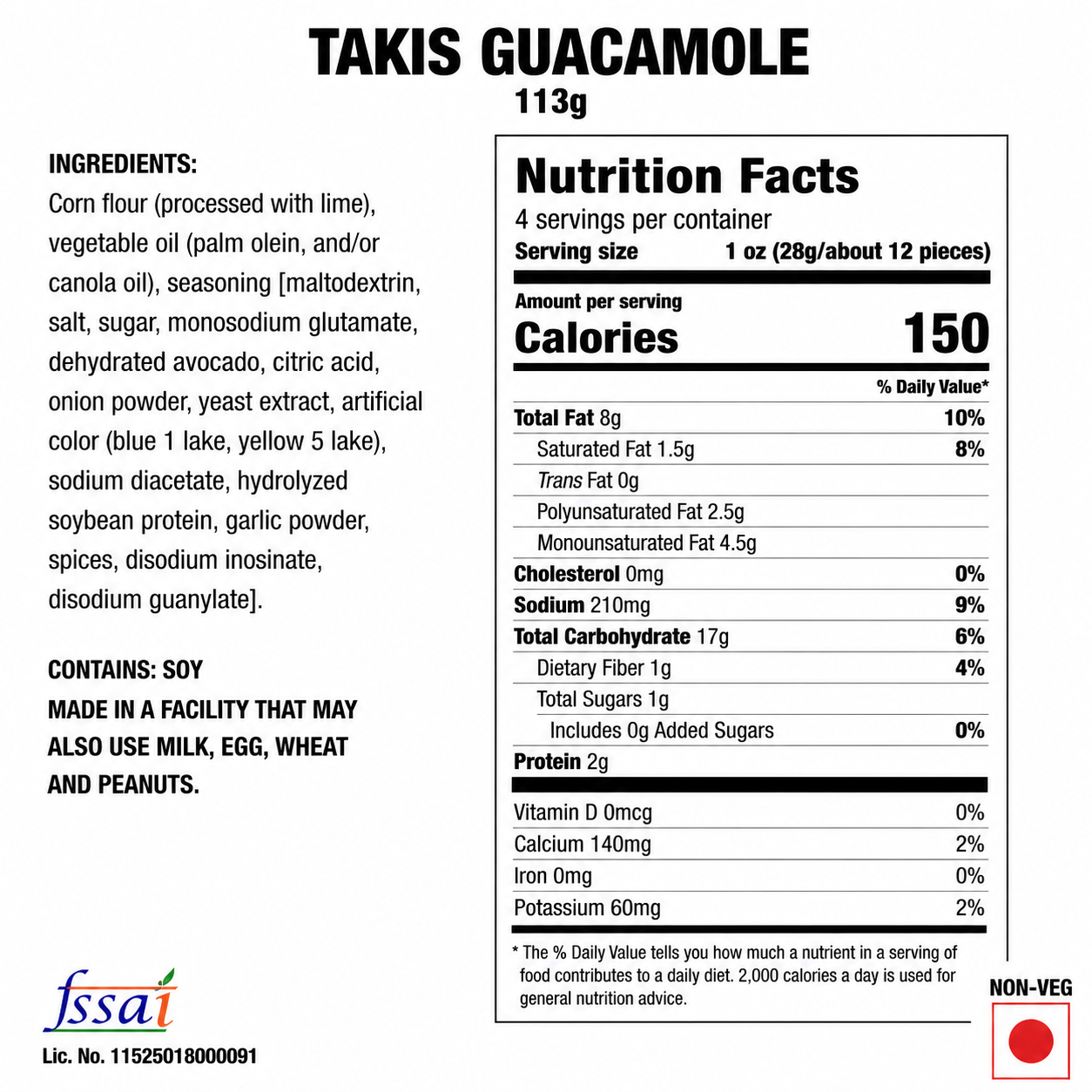 Takis Guacamole 113gm Imported From Mexico - Nosh Products