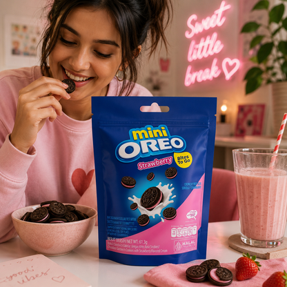 Oreo Mini Cookies Strawberry Cup 58gm Imported From Asia - Nosh Products