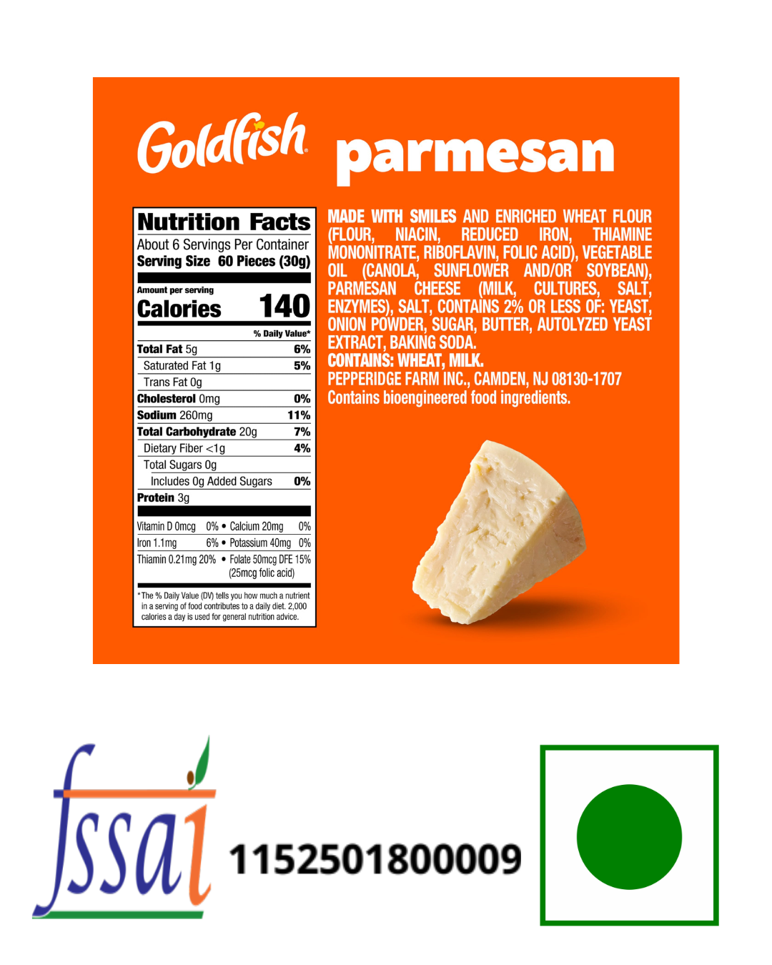 Pepperidge Farm Goldfish Baked Crackers Parmesan 187gm - Nosh Products