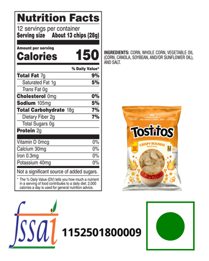 Tostitos Crispy Round Nachos 283gm - Nosh Products