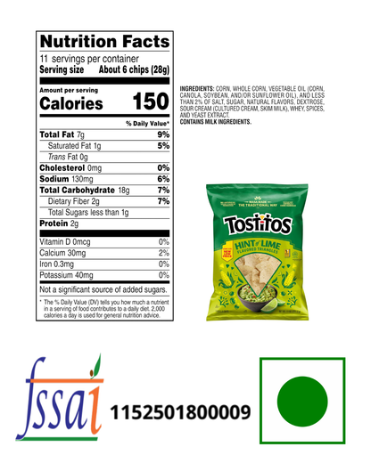 Tostitos Hint Of Lime Nachos 368gm - Nosh Products