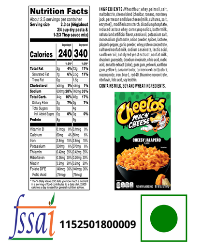 Cheetos Macaroni And Cheese Cheesy Jalapeno 160gm - Nosh Products