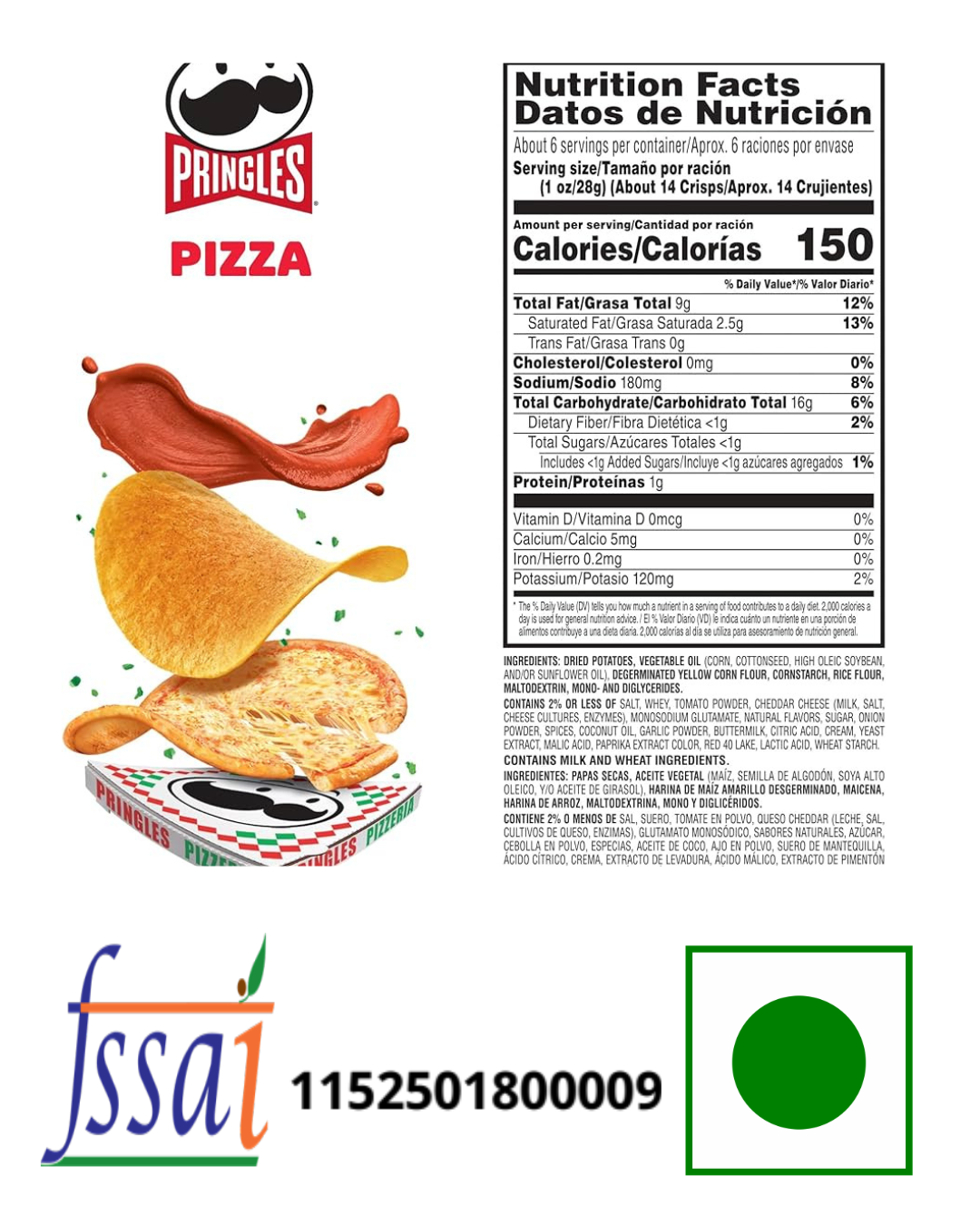 Pringles Pizza Chips 158gm - Nosh Products