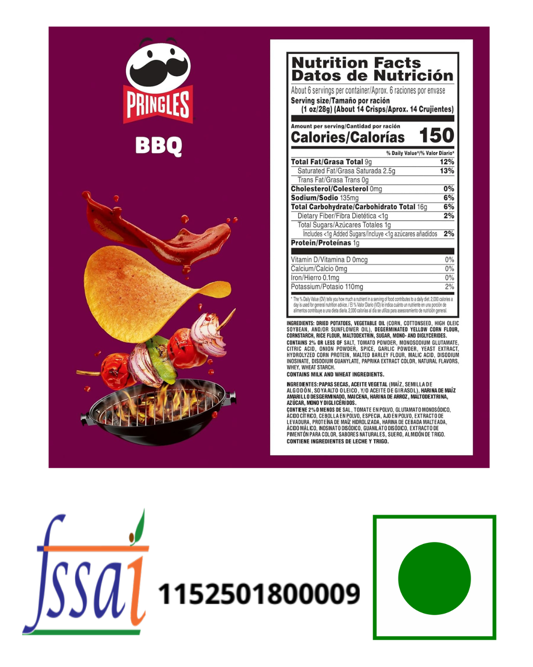 Pringles Barbeque Chips 158gm - Nosh Products