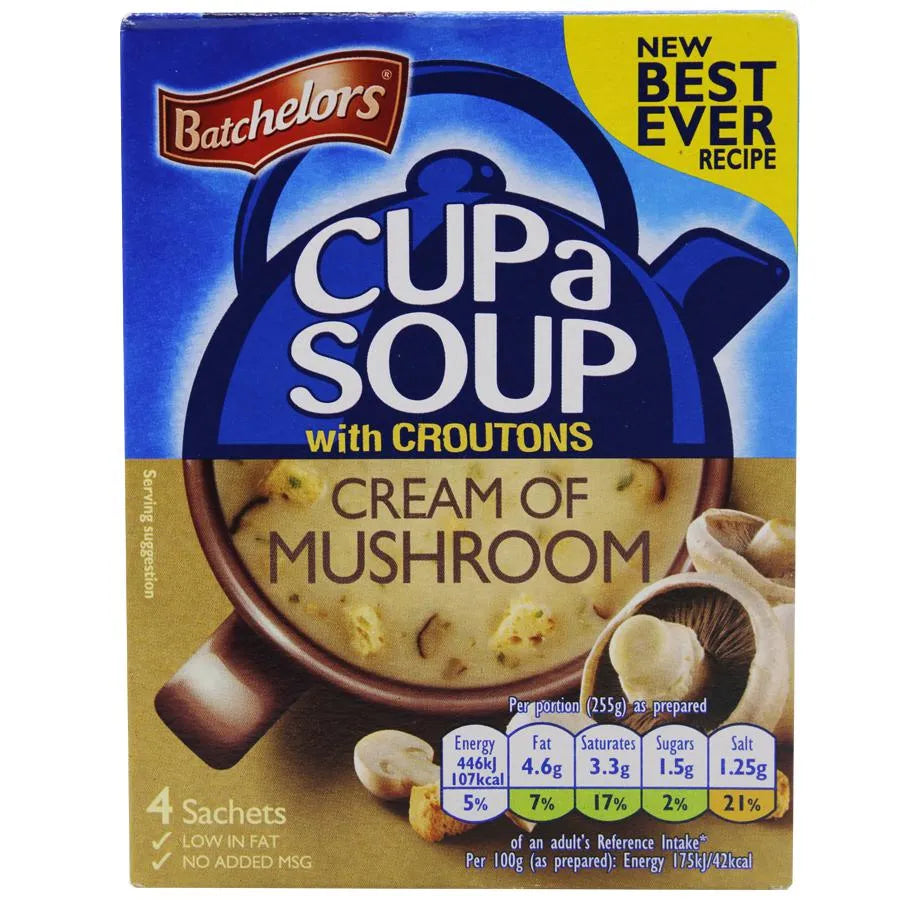 BACHELOR CUP-A-SOUP CREAM OF MUSHROOM WITH CROUTONS (4 CUPS-81GM)