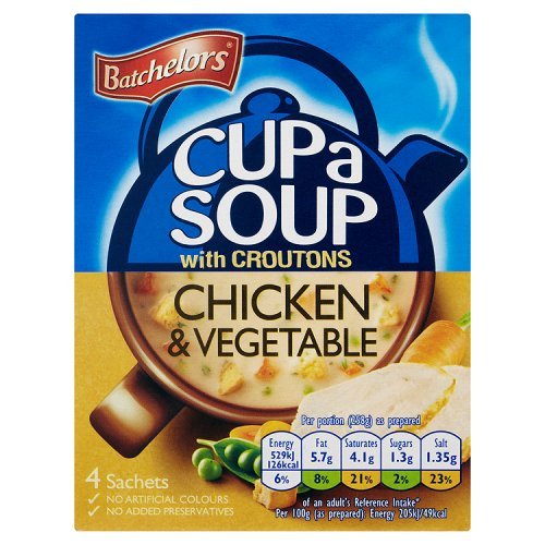 BACHELOR CUP-A-SOUP CHICKEN AND VEGETABLE WITH CROUTONS (4 CUPS-81GM)