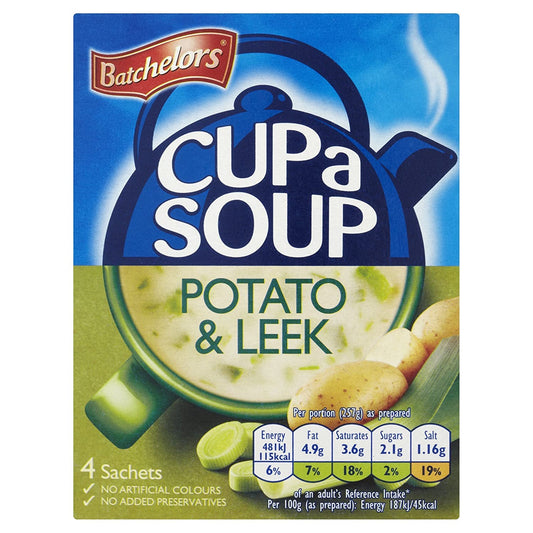 BACHELOR CUP-A-SOUP POTATO AND LEEK (4 CUPS-81GM)